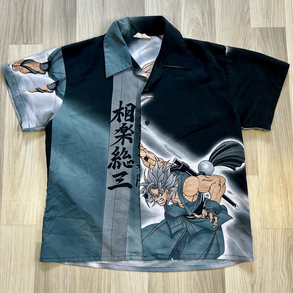 Anime Style “Sagara Sozo” Samurai Art Button Down Shirt Youth Medium/Large